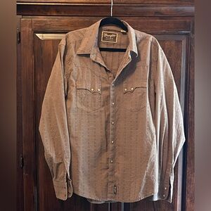 Wrangler Men's Tan Button Down Shirt